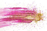 Pink gold brush strokes purple pollen plant.