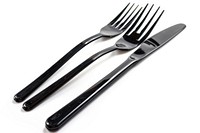 Plastic fork and knife spoon white background silverware.