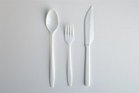 Plastic fork and knife spoon white silverware.