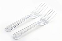 Plastic forks spoon white background silverware.
