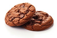 Double chocolate chip cookies dessert food white background.