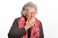 Grandma coughing adult white background accessories.