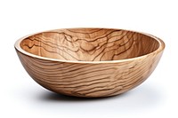 Handcrafted wooden bowl white background simplicity container.