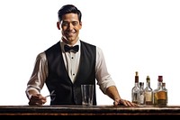 Night club bartender adult drink white background.