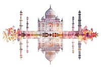Flower Collage Taj Mahal architecture building pattern.