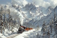 Train snow mountain outdoors.