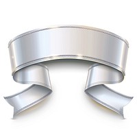 Gradient silver Ribbon award badge icon aluminium appliance device.