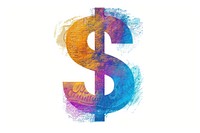 Dollar icon symbol number text white background.
