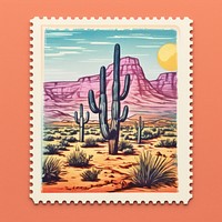 Desert Risograph style desert postage stamp tranquility.