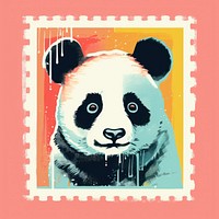 Panda Risograph style animal mammal representation.