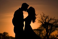 Couple silhouette photography backlighting adult affectionate.