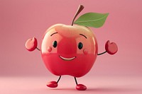 3d apple character cartoon fruit plant.