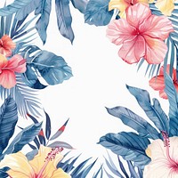 Tropical flowers border watercolor backgrounds hibiscus outdoors.