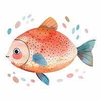 Cartoon fish border watercolor goldfish animal underwater.