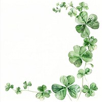 Clover border watercolor pattern plant herbs.