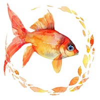 Fish border watercolor goldfish animal white background.