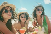 Woman party on beach summer photography sunglasses.