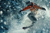 A thrilling snowboarding action shot recreation adventure outdoors.