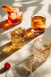 Popular cocktails drink fruit glass.