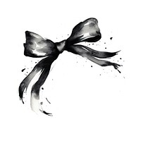 Silhouette bow ribbon black white white background.