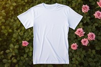 White tshirt mockup rose garden clothing apparel.
