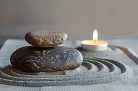 Zen garden meditation stone candle lighting zen-like.