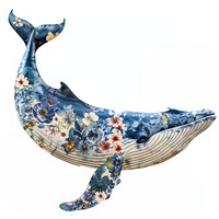 Flower Collage blue whale porcelain pottery animal.