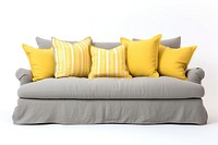 Gray Mid Back Linen Sofa cushion pillow furniture.