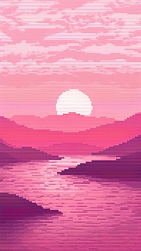 Cross stitch pink sky outdoors painting sunrise.