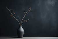 Vase with dry branch stick flower plant decoration.