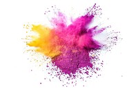 Yellowmagenta holi paint color powder purple white background celebration.