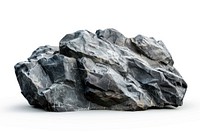 Heavy realistic rock stone mineral white background anthracite.