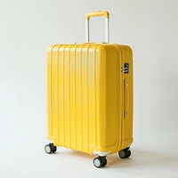 Minimal color travel suitcase luggage white background architecture.
