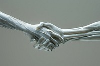 Alien hand shaking hand human person body part.
