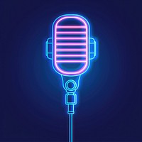 Microphone icon blue neon light.