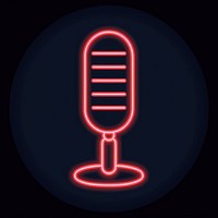 Microphone icon neon letterbox lighting.