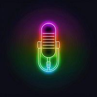 Microphone icon neon light.