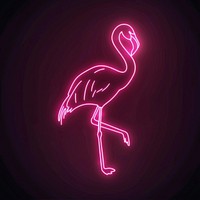 Flamingo icon pink neon lighting.