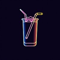 Frothy drink icon neon beverage bottle.