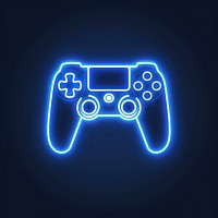 Game controller icon blue neon electronics.
