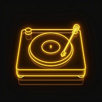 Record player icon yellow neon spiral.