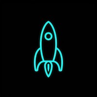 Rocket icon neon light logo.