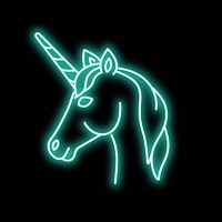 Unicorn icon neon scoreboard light.