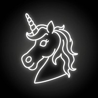Unicorn icon neon astronomy lighting.
