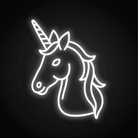 Unicorn icon neon light logo.