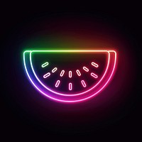 Watermelon icon neon light disk.