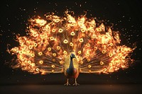 Peacock fire animal bird.