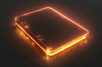Notebook glowing light black background.