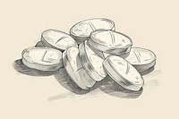 Tablet pills drawing illustrated sketch.