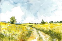 Field in style pen art countryside vegetation.